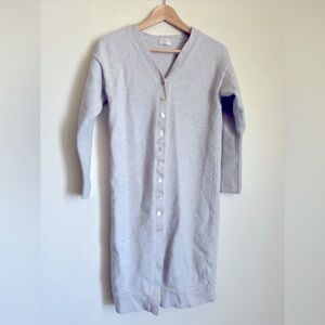 Wilfred Long Button Up Cardigan Utopía Sweater Dress Med 100% Merino Wool Grey